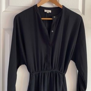 WILFRED black dress long sleeve tie back 4 pockets